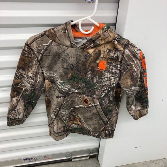 Carhartt Other - Carhartt Realtree Camo Youth Hoodie Pullover Sweatshirt Hunter Orange Size 7